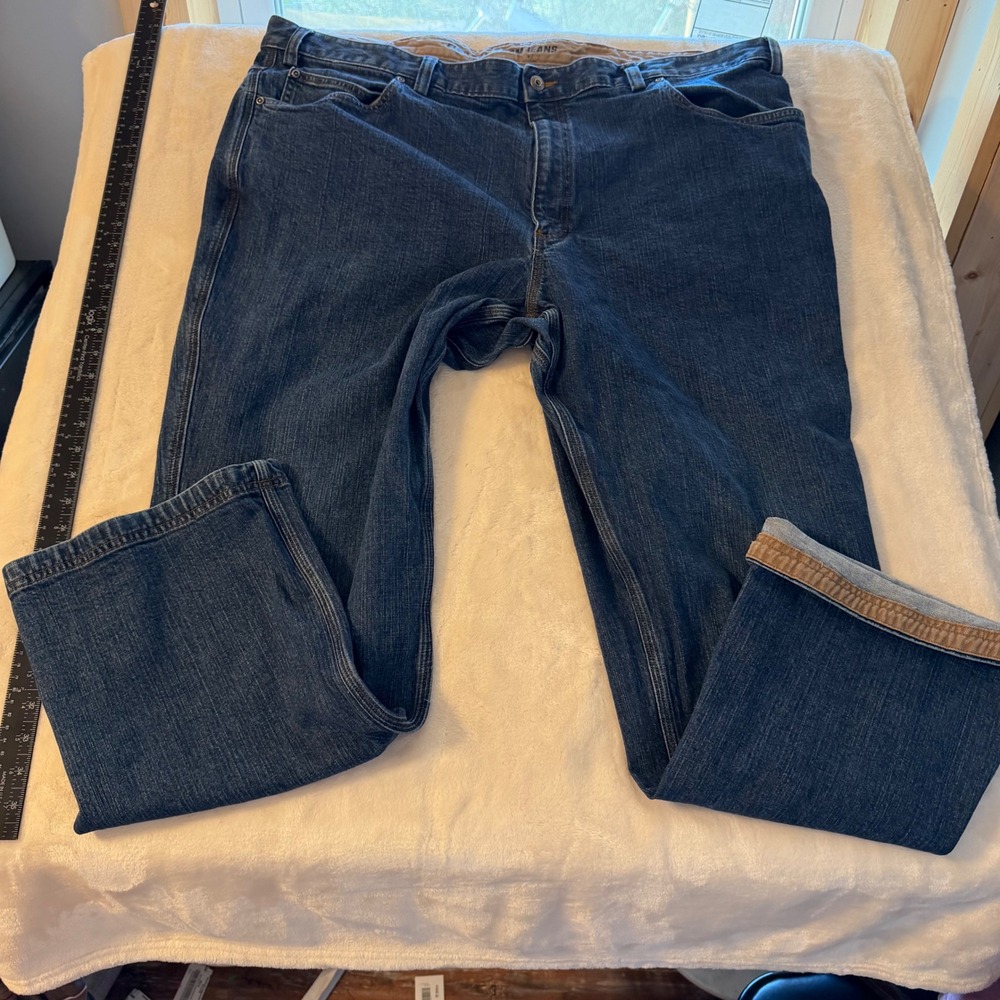 Duluth Trading Co Flex Ballroom Jeans Mens 48x32 Blue Denim Work Pants 3237-18